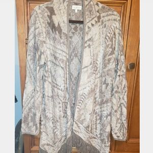 New Lucky Brand Neutral Tones Open Wrap Sweater L